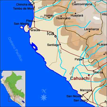 Cahuachi, mapa de ubicación